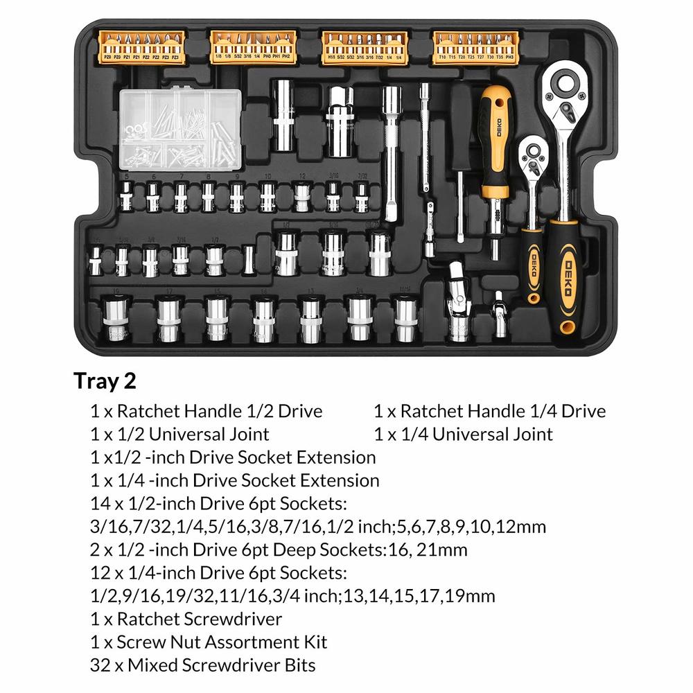 Great Choice Products 258 Piece Tool Kit With Rolling Tool Box Socket Wrench Hand Tool Set Mechanic Case Trolley Portable