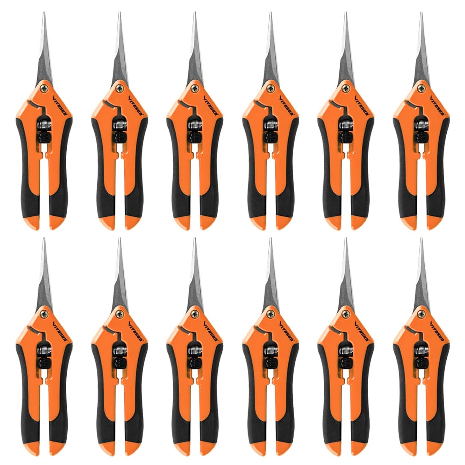 Great Choice Products 6.5 Inch Gardening Scissors Hand Pruner Pruning Shear With Straight Stainless Steel Blades Orange 12-Pack