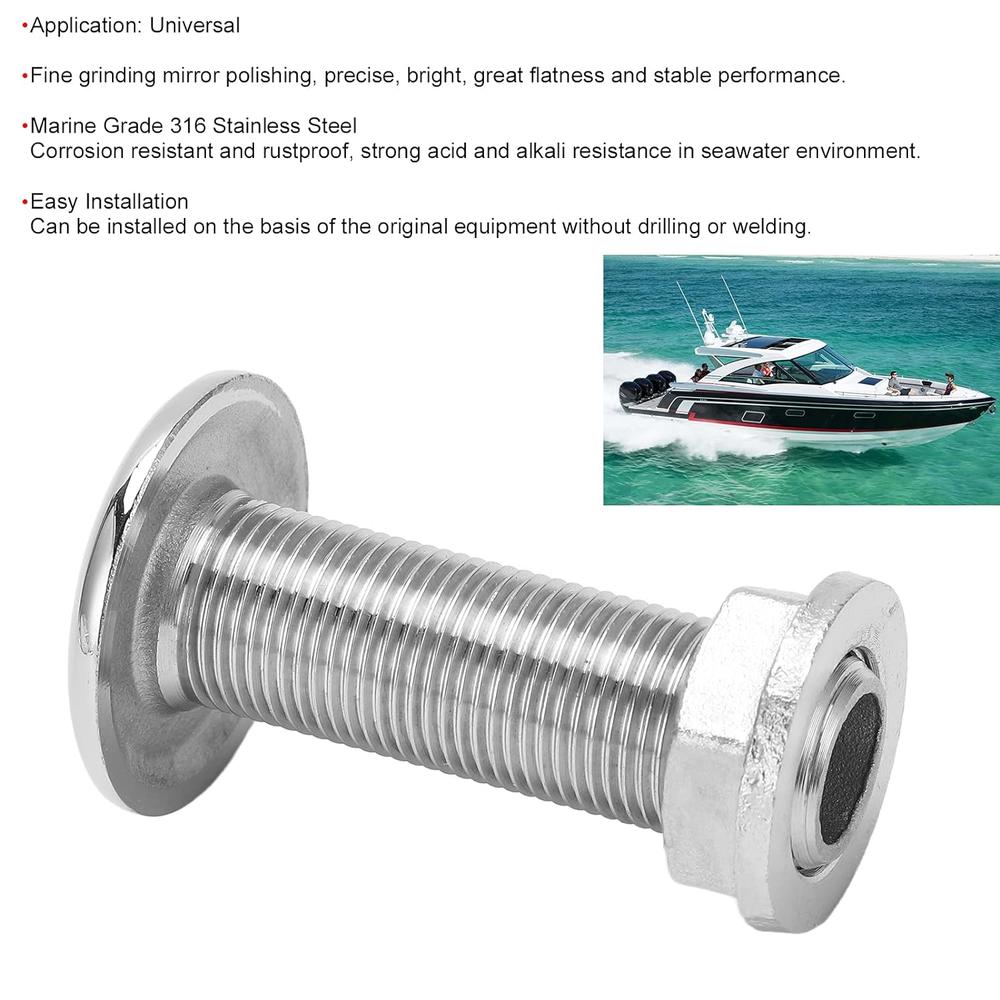 Great Choice Products 3/8Inch Universal Thru Hull Fitting Connector Stainless Steel Water Drain Outlet Scupper Marine Boat Accessories