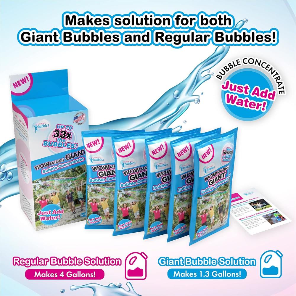 Great Choice Products Bubble Concentrate Solution (Up To 4 Gallons) - Big Bubbles (5 Pouches Of Bubble Refill) – Just Add Water – Made In Usa…