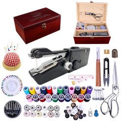 Great Choice Products Hand Held Sewing Device, Handheld Sewing Machine Heavy Duty, Hand Sewing Machine Portable, Wooden Sewing Box With 153 Pcs Sew?