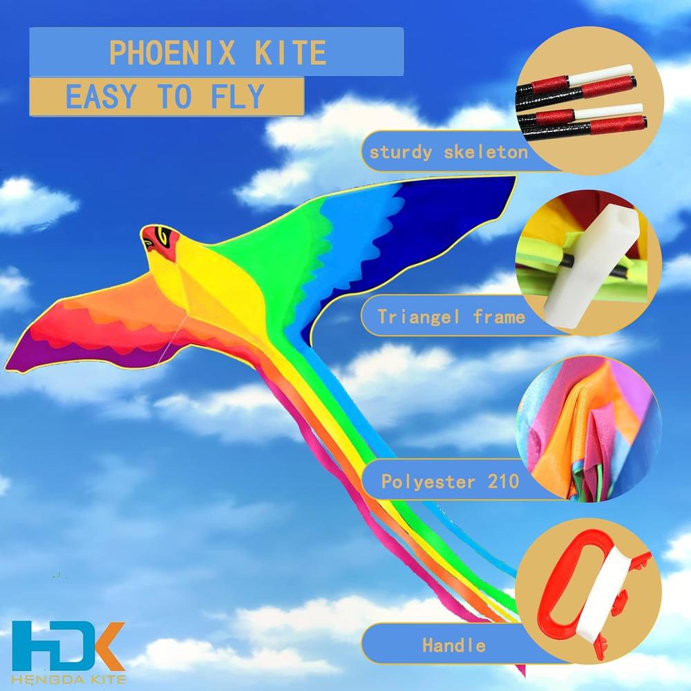 Great Choice Products -Strong Phoenix For Kids & Adults, With Long Colorful Tail!Huge Beginner Colorful Rainbow Bird Phoenix Kites 74-Inch Come Wit…