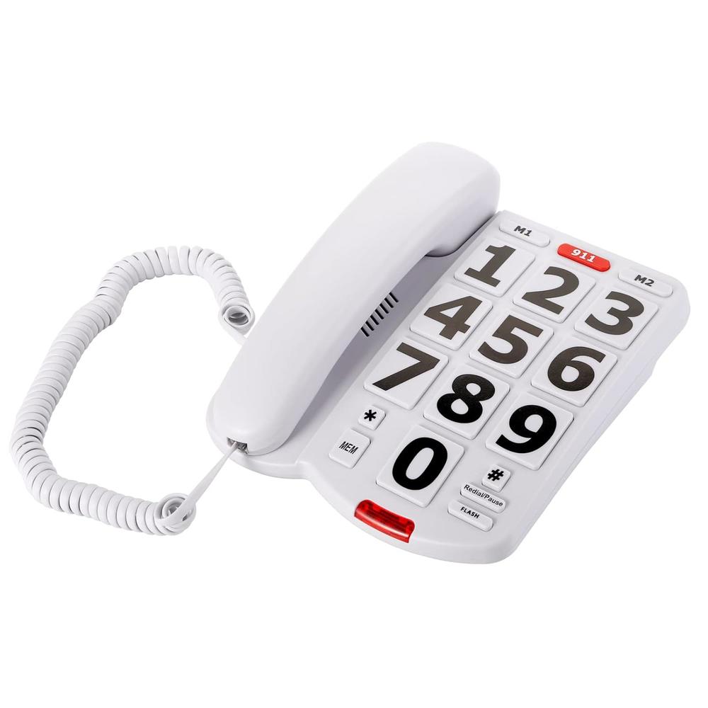 Great Choice Products Amplified Single Line Corded Desk Telephone, Large Buttons Phones For Seniors, Extra Loud Ringer Desk Phone Easy To Read, Whi…