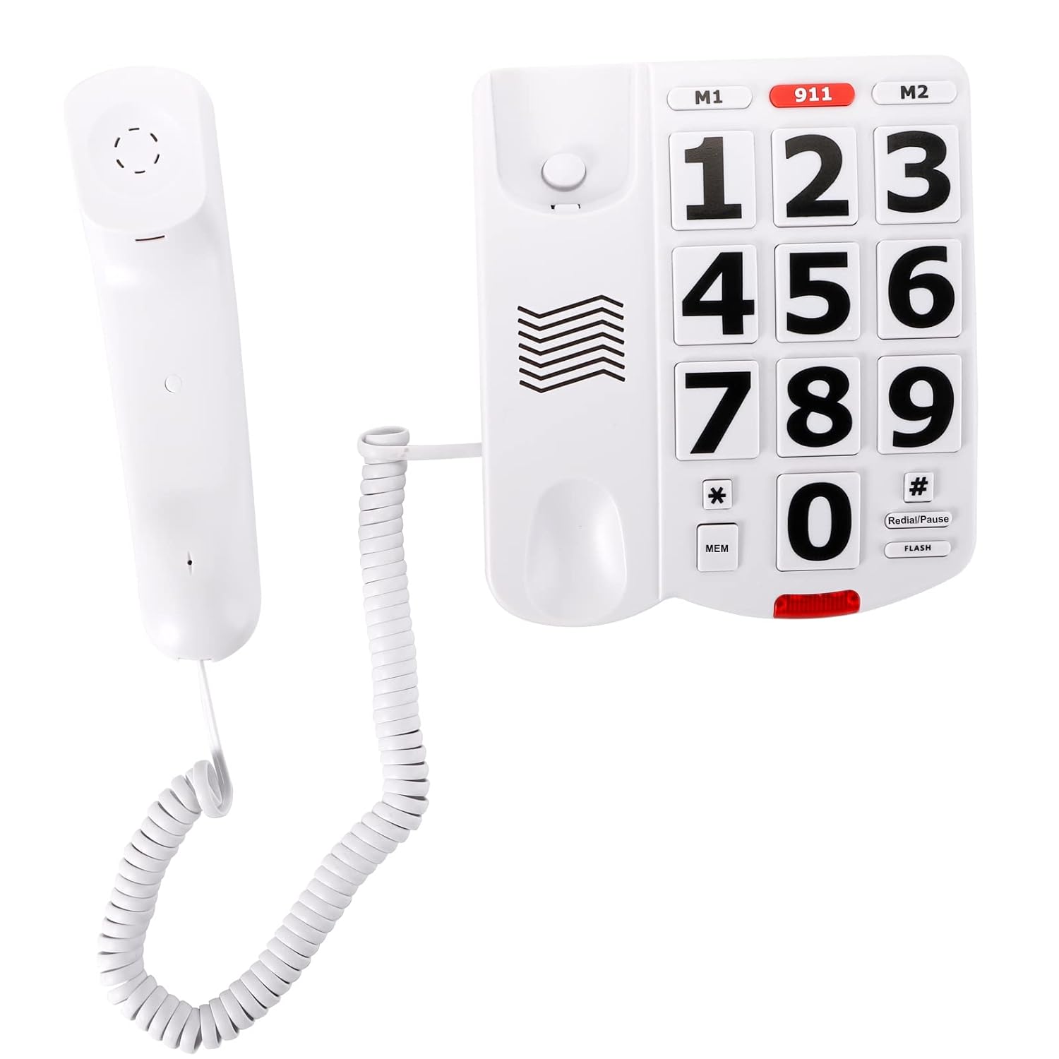 Great Choice Products Amplified Single Line Corded Desk Telephone, Large Buttons Phones For Seniors, Extra Loud Ringer Desk Phone Easy To Read, Whi…