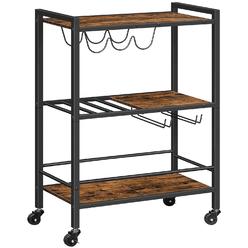 Great Choice Products Bar Cart For The Home, 3-Tier Serving Cart On Wheels, Kitchen Cart With Wine Rack And Glass Holder, Rolling Beverage Cart For…