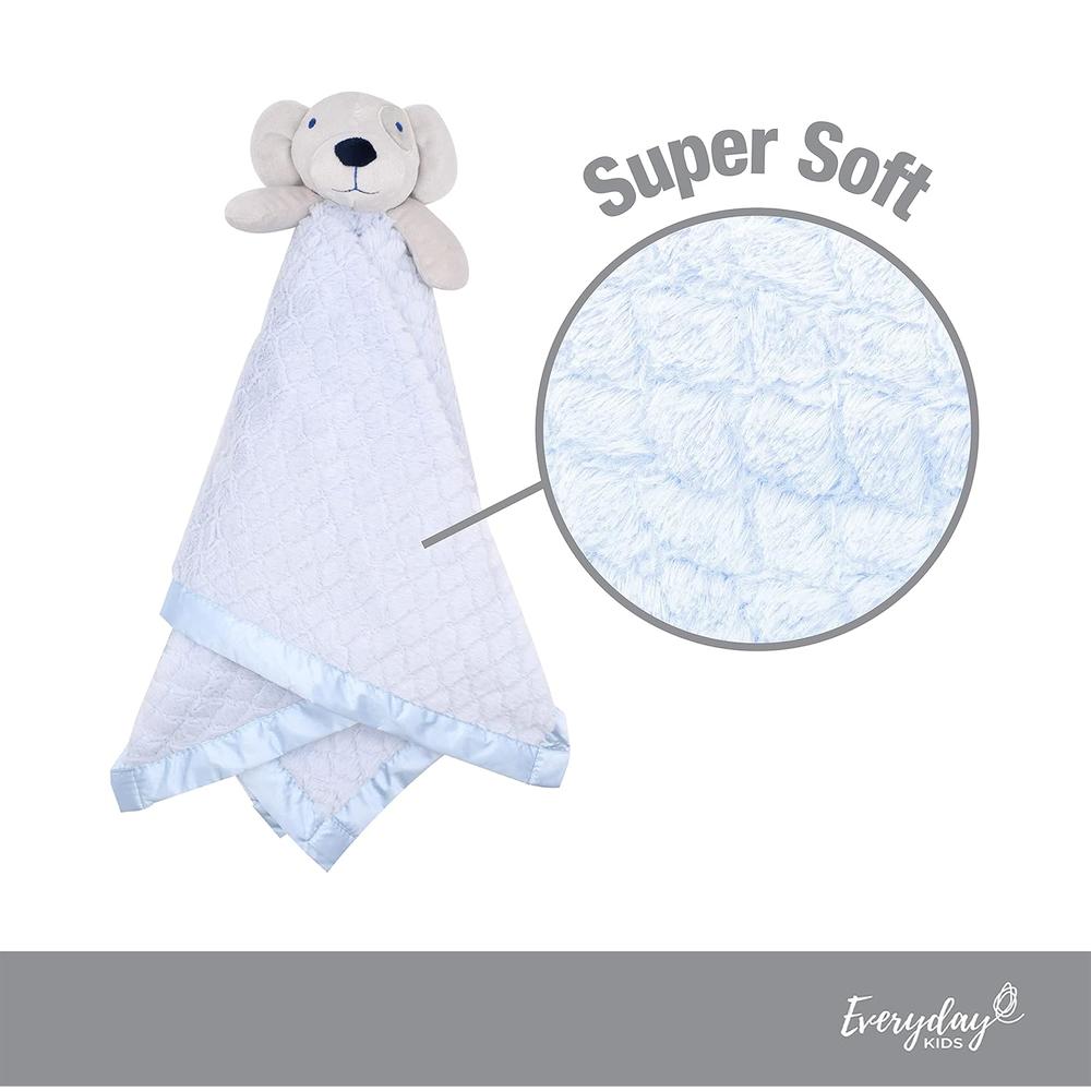Great Choice Products Large Lovey Baby Security Blanket For Boys By - Sweet Dog Stuffed Animal On 30” Adorable Blue Snuggle Baby Blanket; Fluffy Fl…