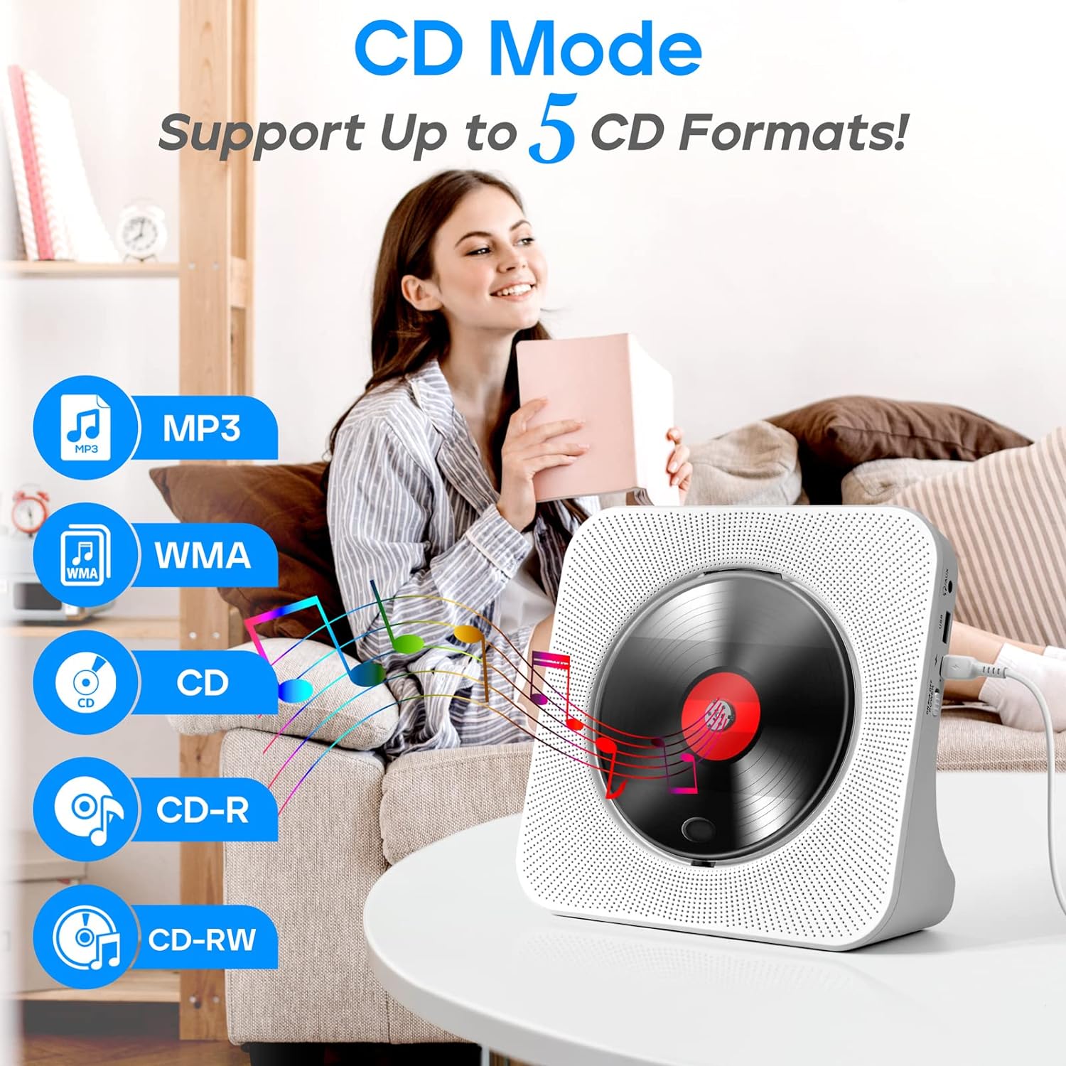 Great Choice Products Desktop Cd Player With Speakers, Cd Players For Home, Bluetooth Cd Player With Hi-Fi Stereo Sound,Remote Control,Supports Cd/…