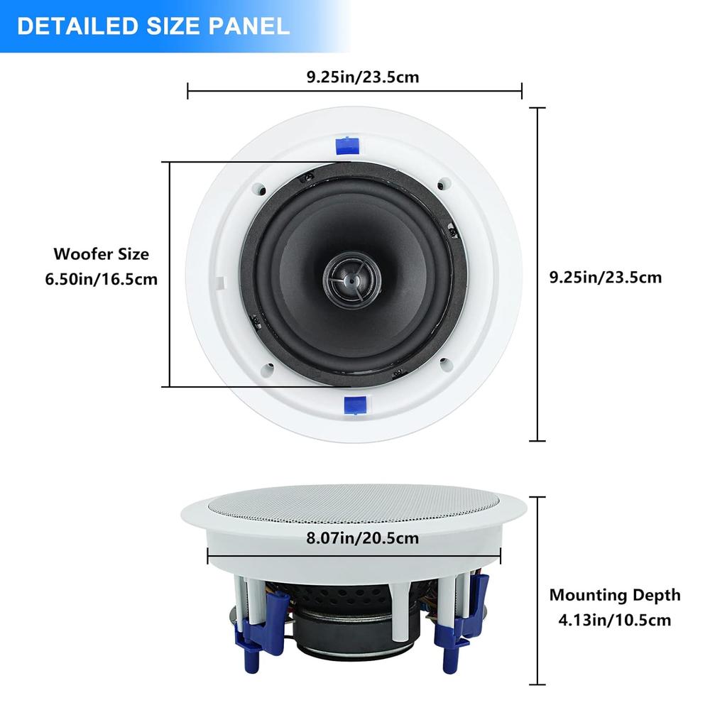 Great Choice Products 6.5 Inch Ceiling Speaker, 160 Watts Round In Ceiling Speaker,Premium Spring Loaded Home Theater Speaker System,Perfect For In…