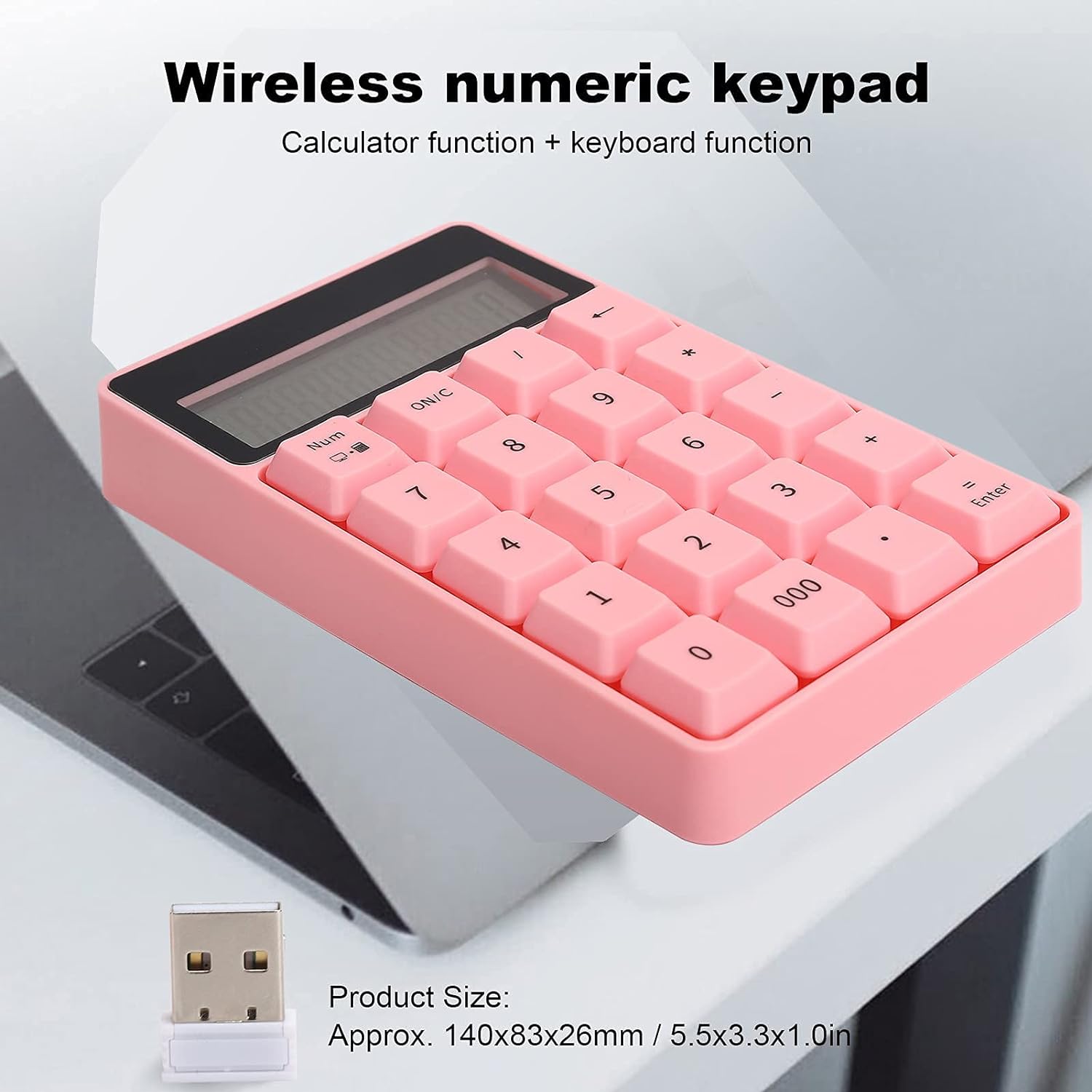 Great Choice Products Wireless Number Pad, 2 In 1 Wireless Numeric Keypad 2.4G Digital Display Number Keyboard With Accounting Calculator Financial…