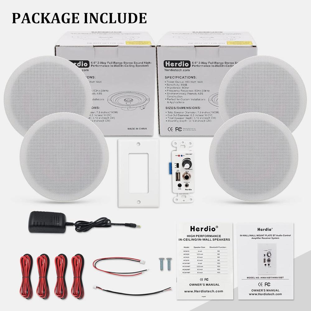 Great Choice Products 6.5'' Bluetooth In Wall In Ceiling Speakers 600W 2-Way Flush Mount Speakers System With Wall Amplifier Receiver For Home Thea…