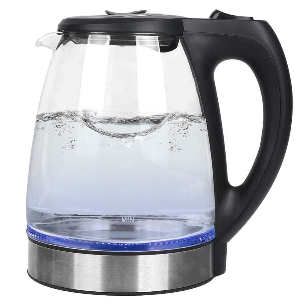Great Choice Products Electric Kettle,1.7L Glass Tea Kettle With Blue Led Indicator,1500W Electric Hot Tea Kettle With Auto Shut-Off And Boil
