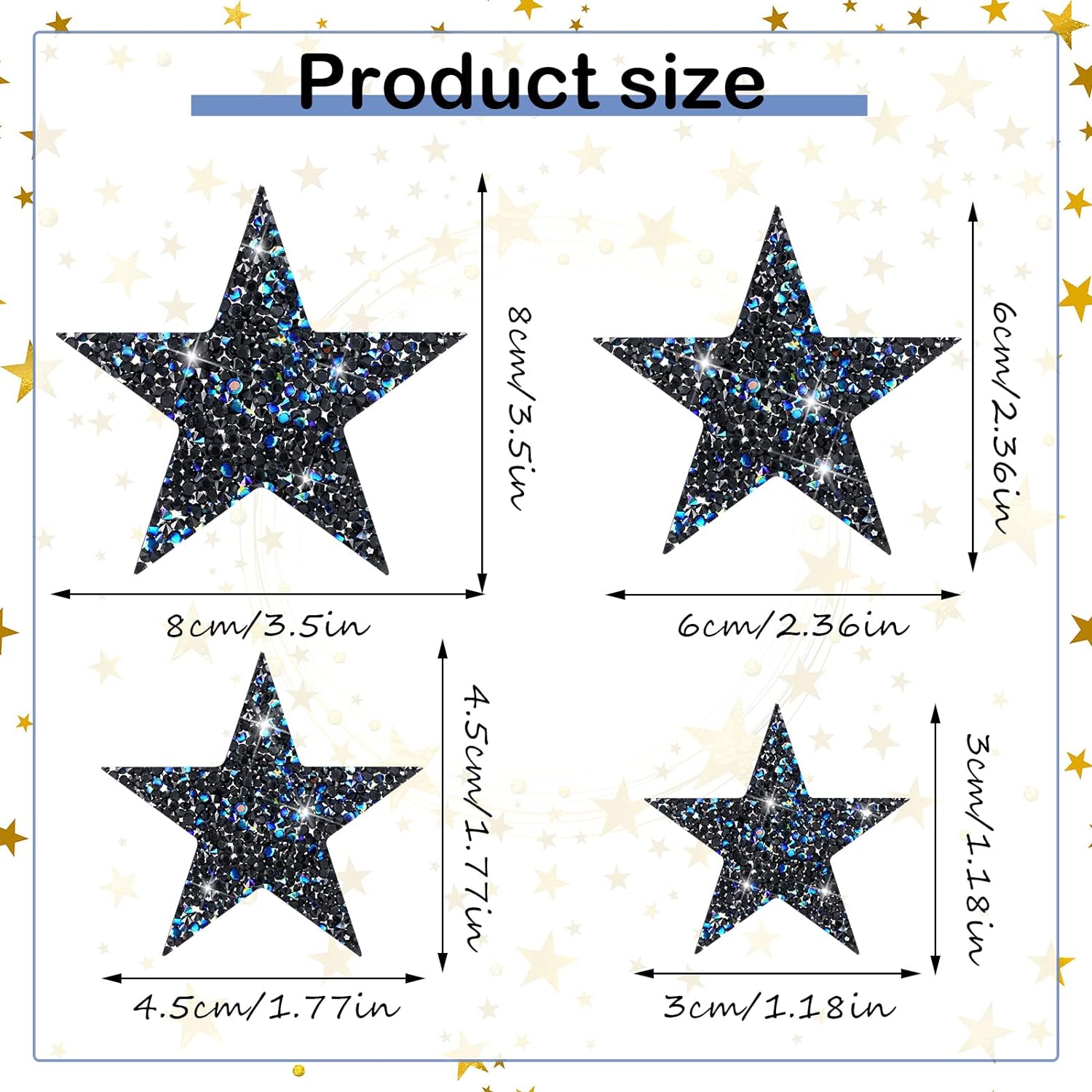 Great Choice Products 16 Pcs Rhinestone Star Patches Iron On Glitter Patches Stars Shape Crystal Patches Hot Adhesives Appliques Shiny Clothing Rep…