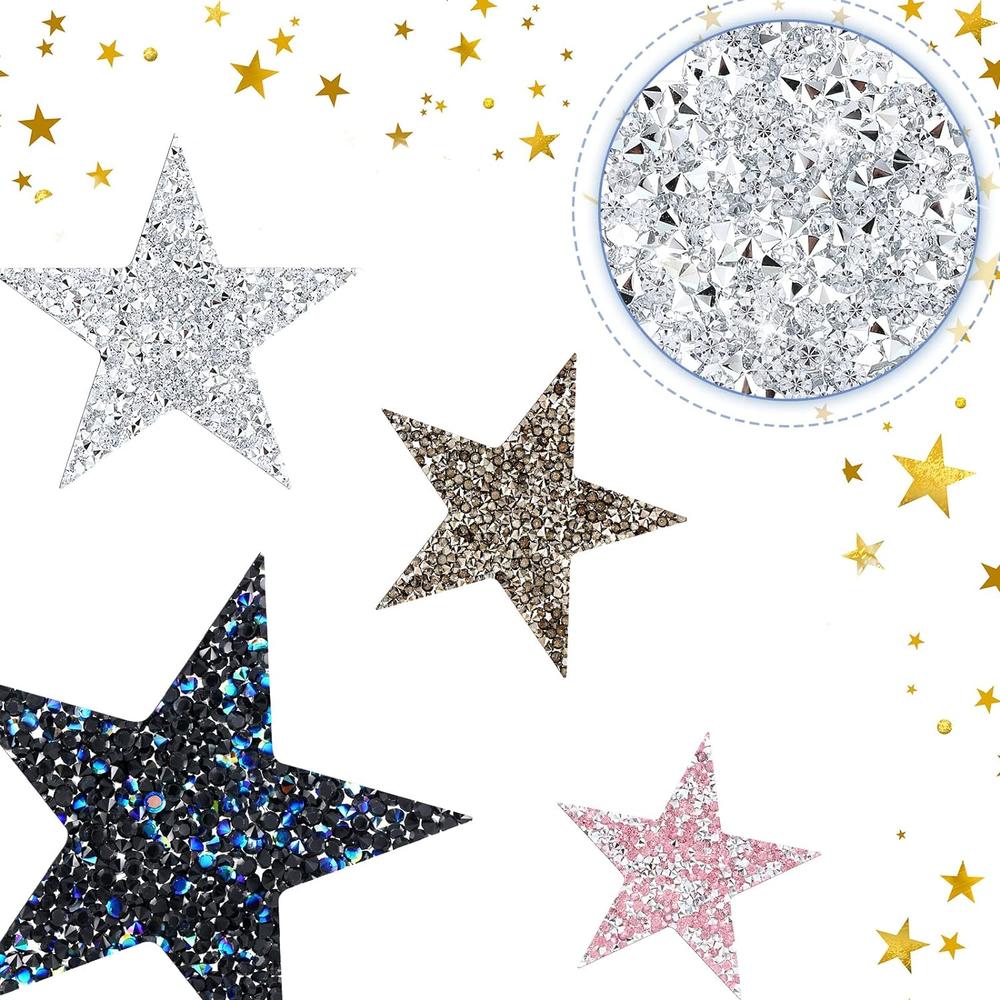 Great Choice Products 16 Pcs Rhinestone Star Patches Iron On Glitter Patches Stars Shape Crystal Patches Hot Adhesives Appliques Shiny Clothing Rep…