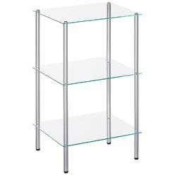 Great Choice Products Glass Shelf, 3 Tier Standing Shelf Unit, Durable Glass Shelving Stand For Small Space, Space-Saving, For Bathroom, Bedroom, H…