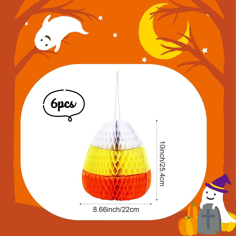 Great Choice Products 6 Pcs Halloween Party Honeycomb Decoration Cute Candy Corn Centerpiece Candy Corn Halloween Ornaments Halloween Candy Corn Wa…