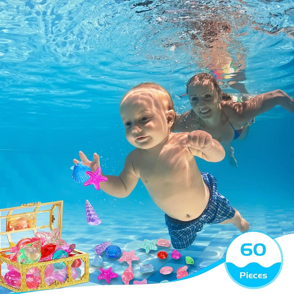 Great Choice Products 60 Pcs Diving Gem Pool Toy Colorful Diamond Set ...