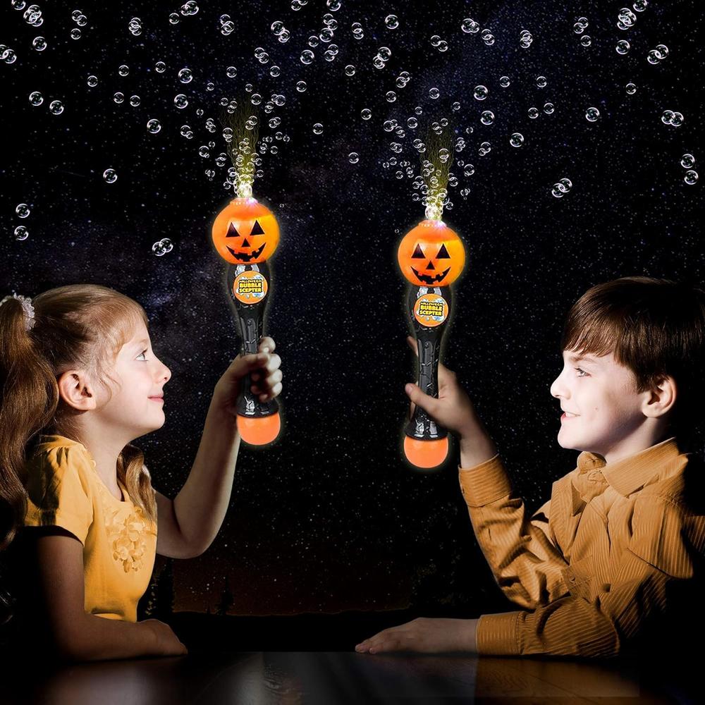 Great Choice Products Light Up Pumpkin Bubble Blower Wand - 13.5 Inch Illuminating Bubble Blower Wand With Thrilling Led Effect For Kids, Bubble Fl…