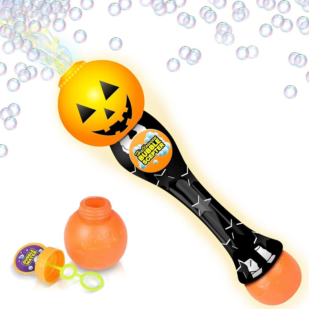 Great Choice Products Light Up Pumpkin Bubble Blower Wand - 13.5 Inch Illuminating Bubble Blower Wand With Thrilling Led Effect For Kids, Bubble Fl…