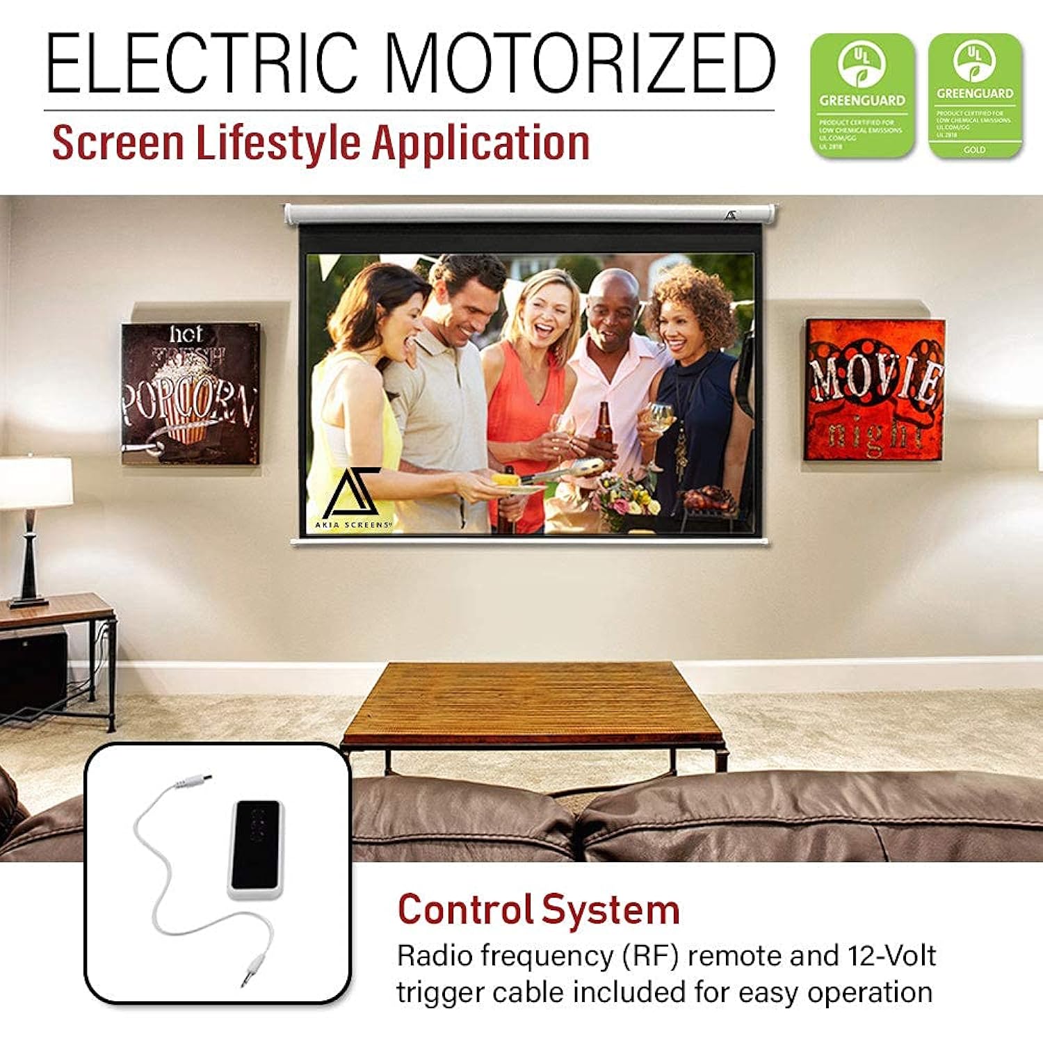 Great Choice Products 104 Inch Motorized Electric Remote Controlled Drop Down Projector Screen 4:3 8K 4K Hd 3D Retractable Ceiling Wall Mount White…