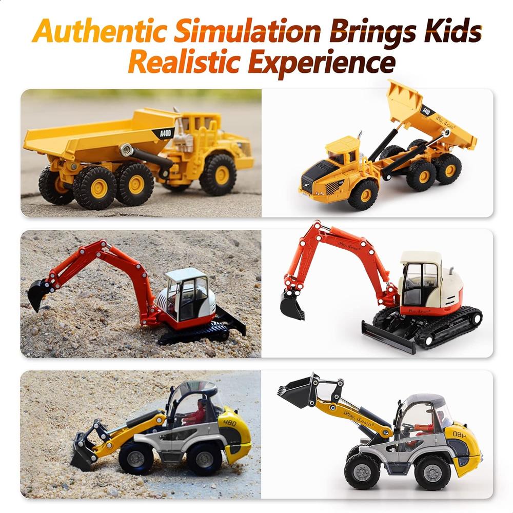 Great Choice Products Heavy Duty Construction Site Play Set, Metal Dump Truck, Excavator Digger Tractor Bulldozer Diecast Vehicle Outdoor Sandbox C…