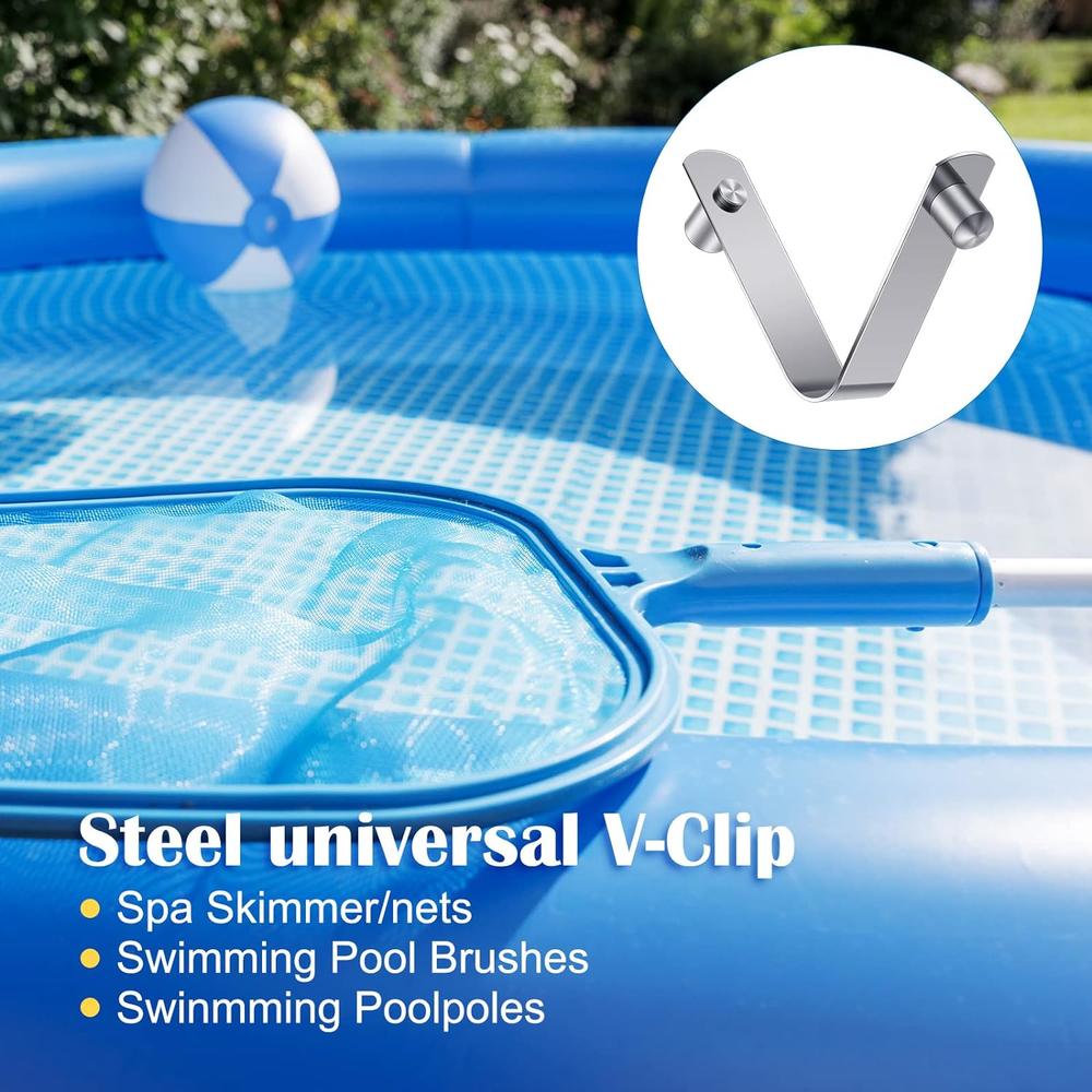 Great Choice Products 20 Pcs Stainless Steel Universal V Clip For All Swimming Pool Push Button Spring Clip Spa Skimmer/Nets Locking Tube Double Pi…