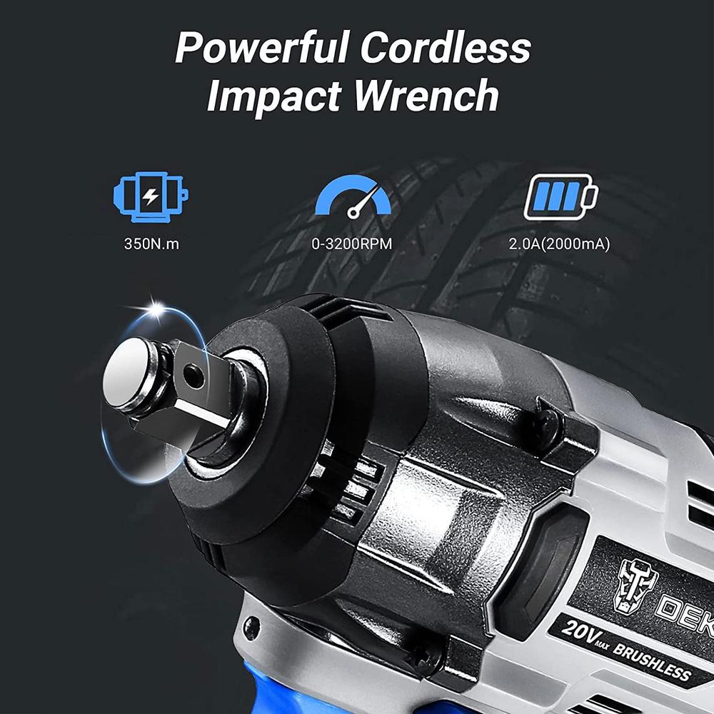 Great Choice Products Cordless Impact Wrench,20V Power Impact Wrenches, 1/2 Impact Wrench Chuck With 3200Rpm, Variable Speed, Max Torque 258 Ft-Lbs…