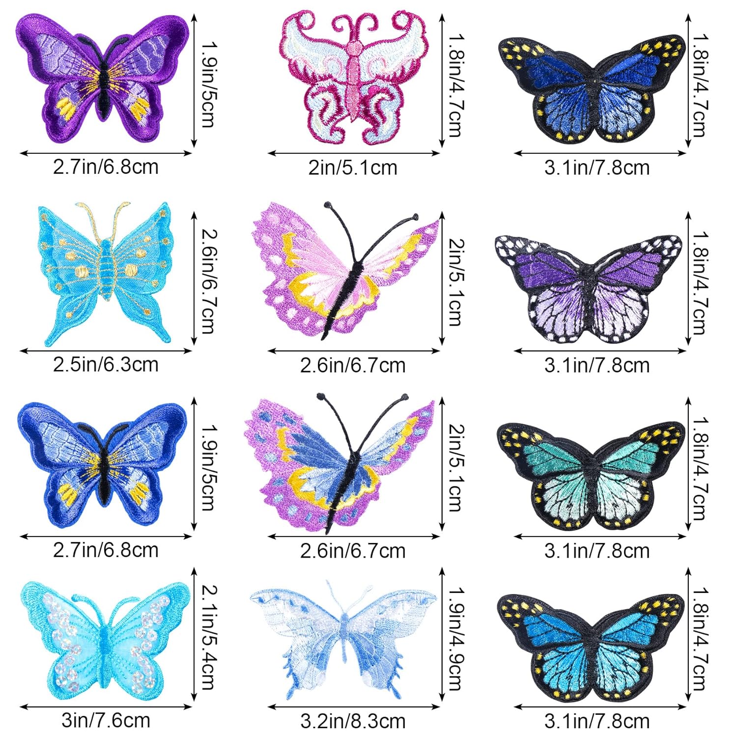 Great Choice Products 12 Pcs Butterfly Patch, Multicolor Butterfly Embroidered Iron On Patches, Iron Sew On Embroidered Applique Decoration Sewing …