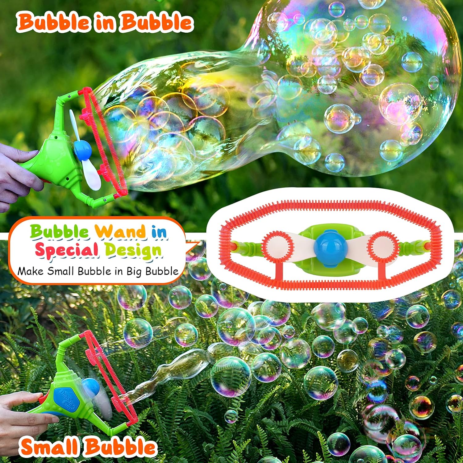 Great Choice Products 2 Pack Bubble Machine Bubble Guns For Kids & Toddlers, Bubble Blower With Bubble Wand Making Small Bubble In Giant Bubble, Ha…