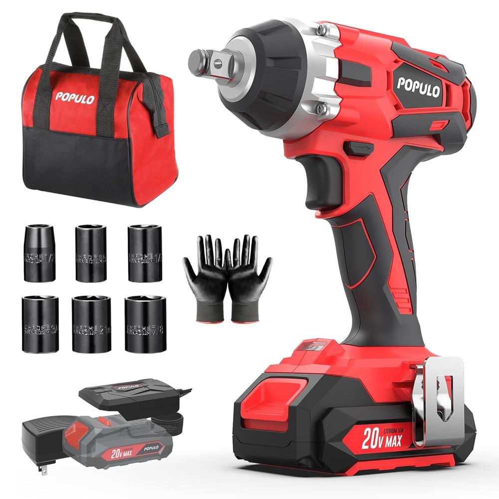 Great Choice Products 20V Cordless Impact Wrench, ½” Chuck Power Impact Wrenches, 2389 In-Lbs Torque And 0-3,000 Impact, 6 Pcs Drive Impact Sockets…