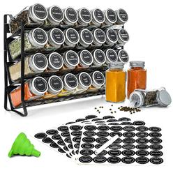 Great Choice Products Spice Rack With 28 Spice Jars, Spice Rack Organizer For Cabinet, Spice Jars With Labels, Chalk Marker And Funnel, 4 Tier Spic…