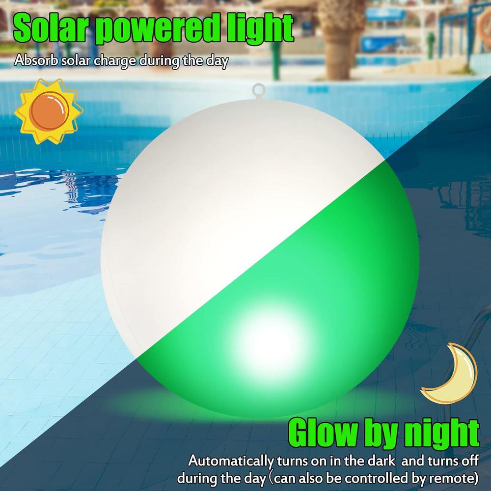 Great Choice Products 2 Pcs 24 Inch Large Solar Floating Pool Lights 16 Color Changing Led Glow Globe Inflatable Waterproof Outdoor Pool Ball Lamp …
