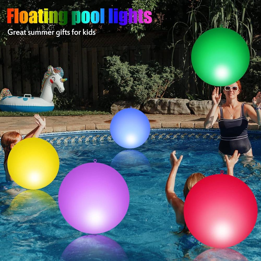 Great Choice Products 2 Pcs 24 Inch Large Solar Floating Pool Lights 16 Color Changing Led Glow Globe Inflatable Waterproof Outdoor Pool Ball Lamp …