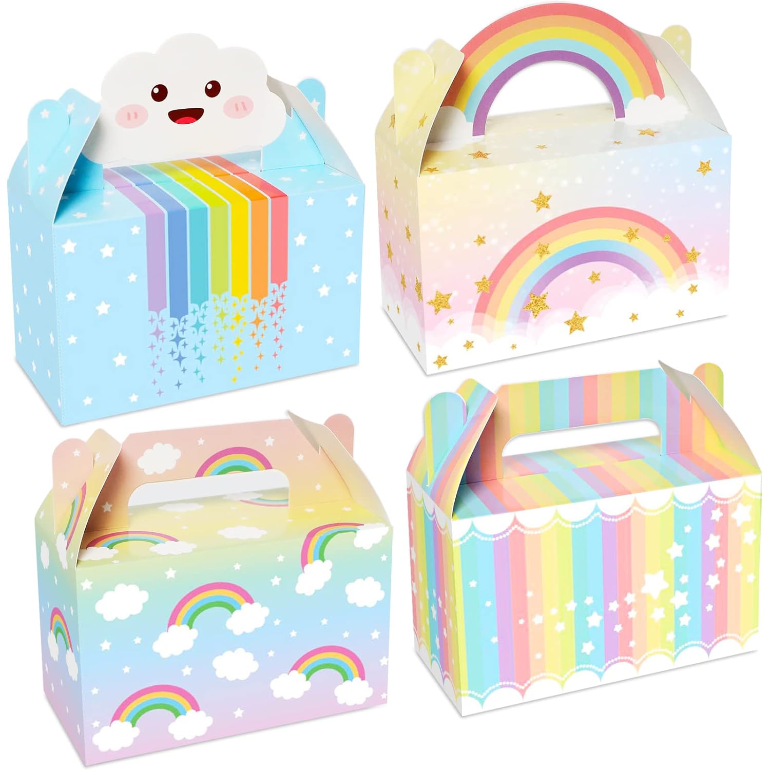 Great Choice Products 12 Pack Rainbow Party Favor Boxes Cloud Pastel Happy Birthday Treat Bags Rainbow Theme Colorful Candy Goodies Valentine'S Day?
