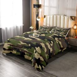 Great Choice Products Green Camouflage Bedding Sets Camo Comforter Militarily Tie Dye Comforter Set For Kids Teen Boys Men Military Themed Down Com…