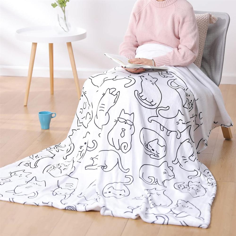 Great Choice Products Cat Blanket Twin Size Animals Pet Pattern Throw Blanket Cat Lover Gifts Flannel Soft Warm Cozy Fuzzy 50"X60" Throw For Kids A…