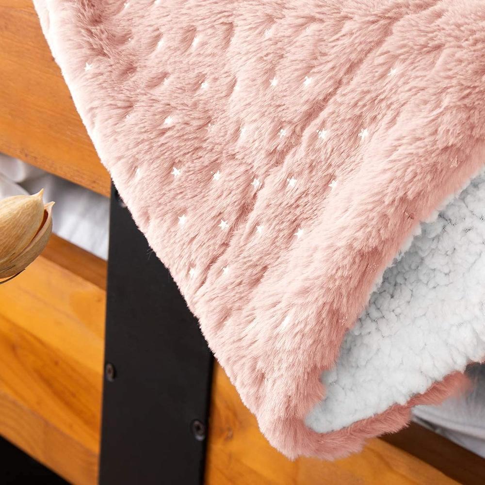 Great Choice Products Star Blanket Pink Sherpa Throw Blanket Flannel Fleece Blanket For Couch Bed Sofa Faux Fur Blanket Plush Throw Blanket Baby Bl…