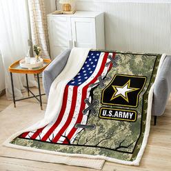 Great Choice Products American Flag Blanket For Adult Boys Army Green Camo Bed Plush Blanket Kids Men Vintage Usa Flag Throw Blanket Youth Girls Re…