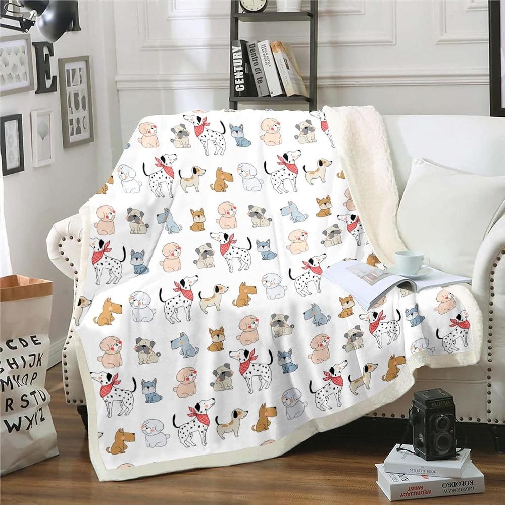 Great Choice Products Kids Cute Dog Throw Blanket For Bed Cartoon Puppy Pug Throw Blanket For Bed For Girls Boys Lovely Pet Travel Blanket Animal T…
