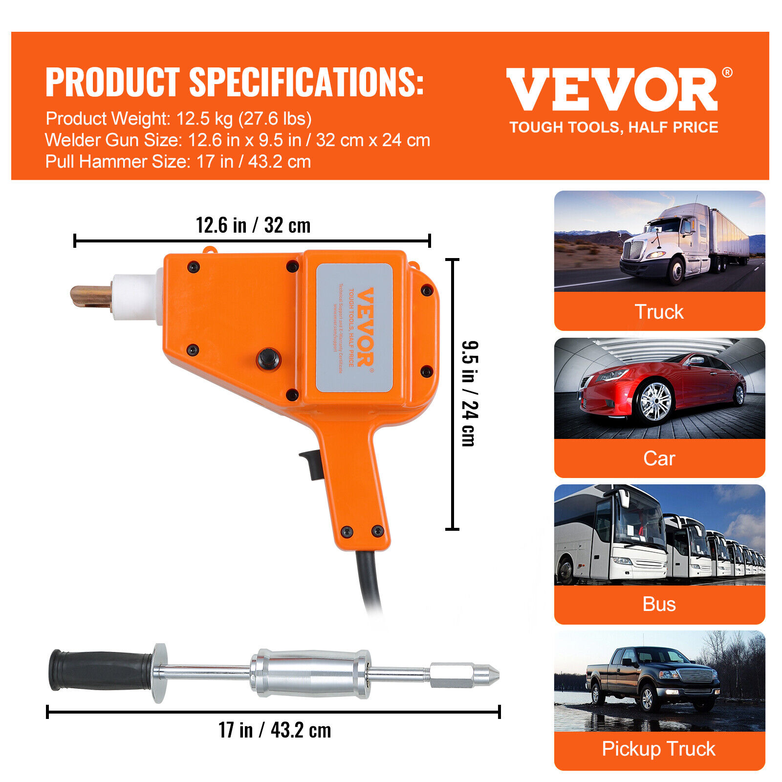VEVOR Stud Welder 800VA Spot Welder Gun Dent Puller Kit Auto Body Dent Repair