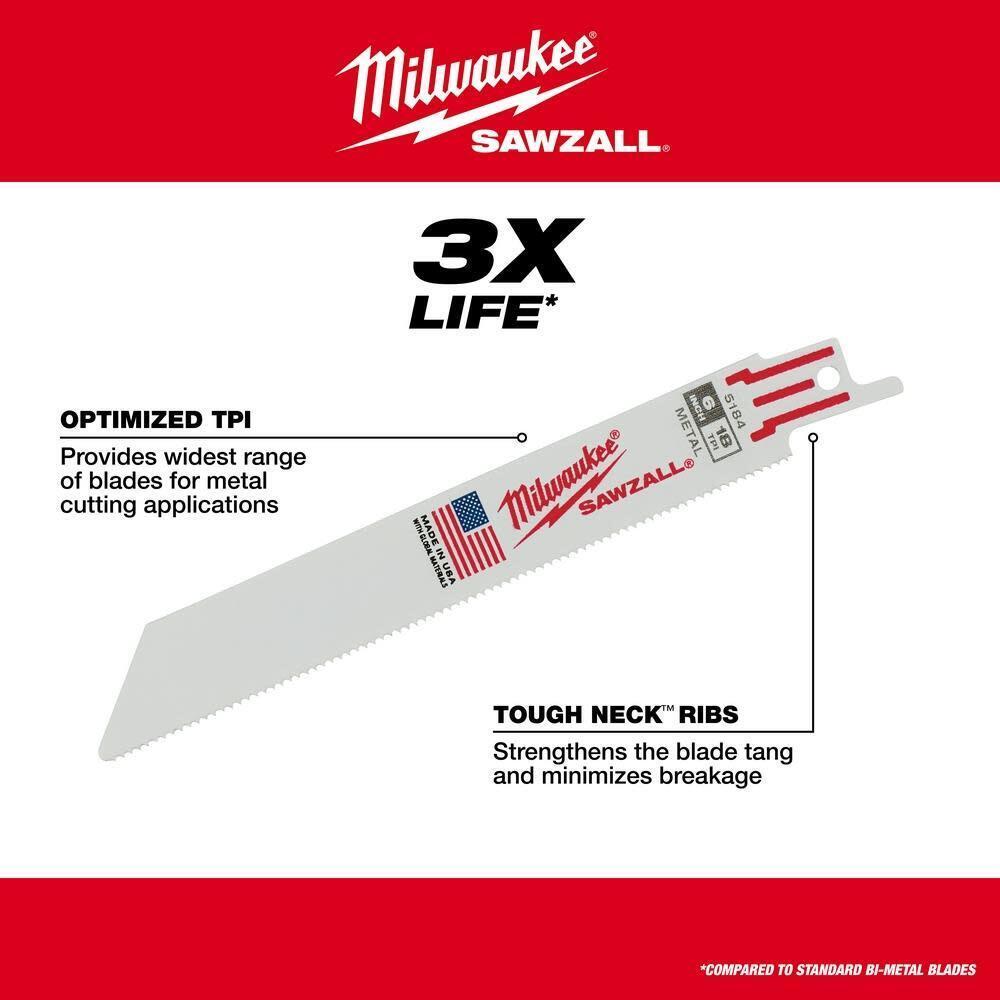 Milwaukee 9 In. 14 Tpi Thin Kerf Sawzall Blades (50 Pack)
