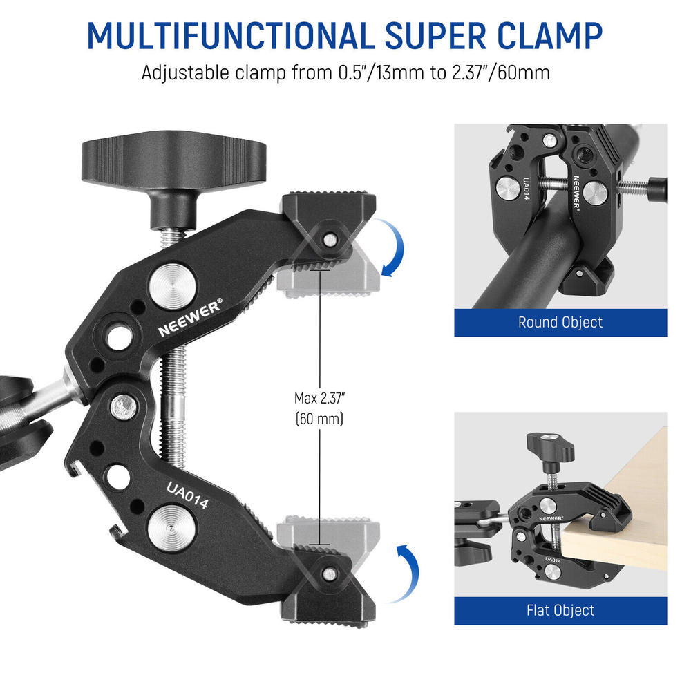 NEEWER Double Super Clamp Camera Mount&Dual Ball Heads Magic Arm for GoPro DJI