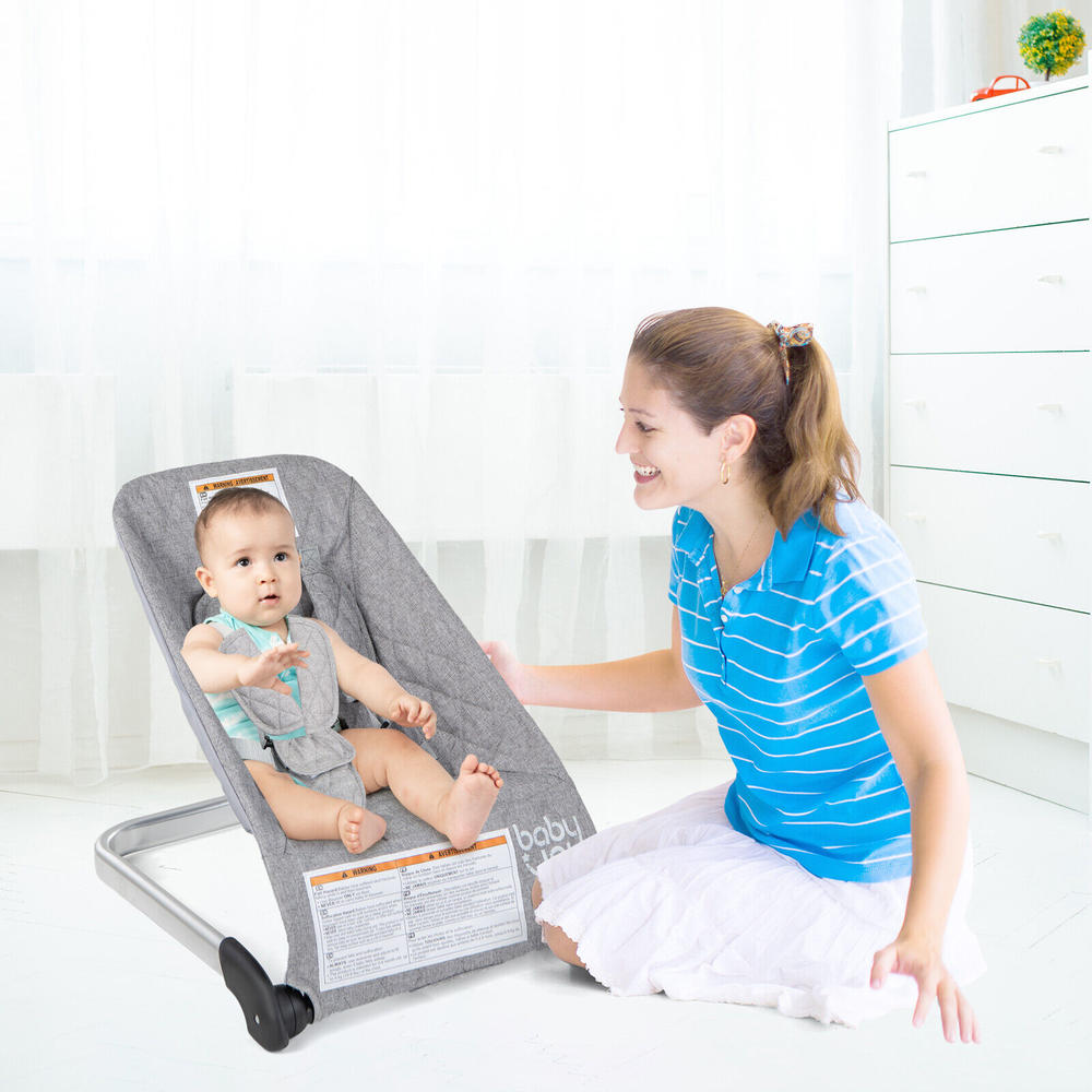 Great Choice Products Folding Infant Bouncer Portable Baby Rocker W/ Breathable Backrest Aluminum