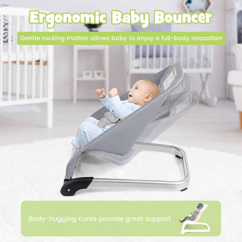 Great Choice Products Folding Infant Bouncer Portable Baby Rocker W/ Breathable Backrest Aluminum