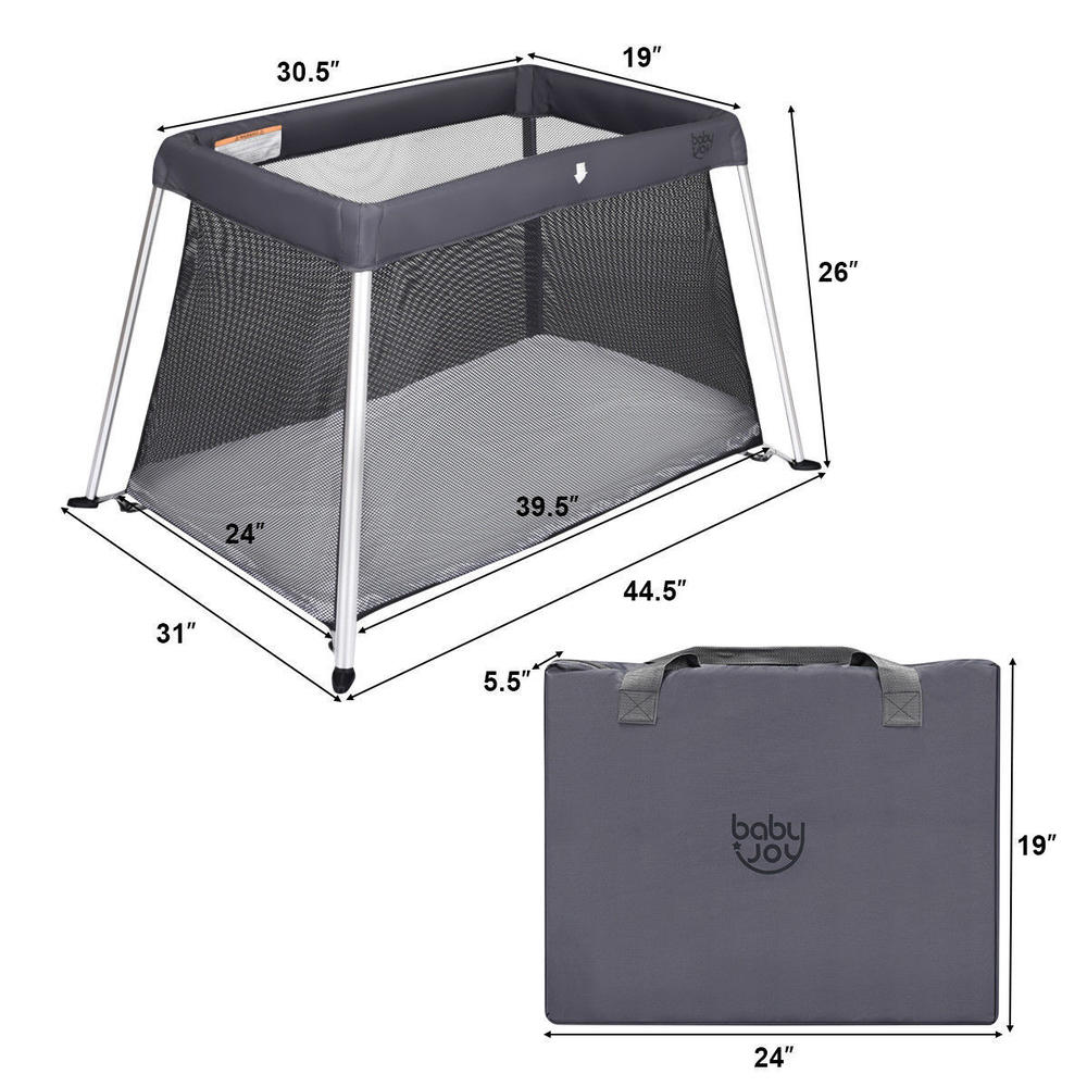 Great Choice Products Portable Baby Playpen Playard Lightweight W/ Travel Bag For Newborn Dark Gray