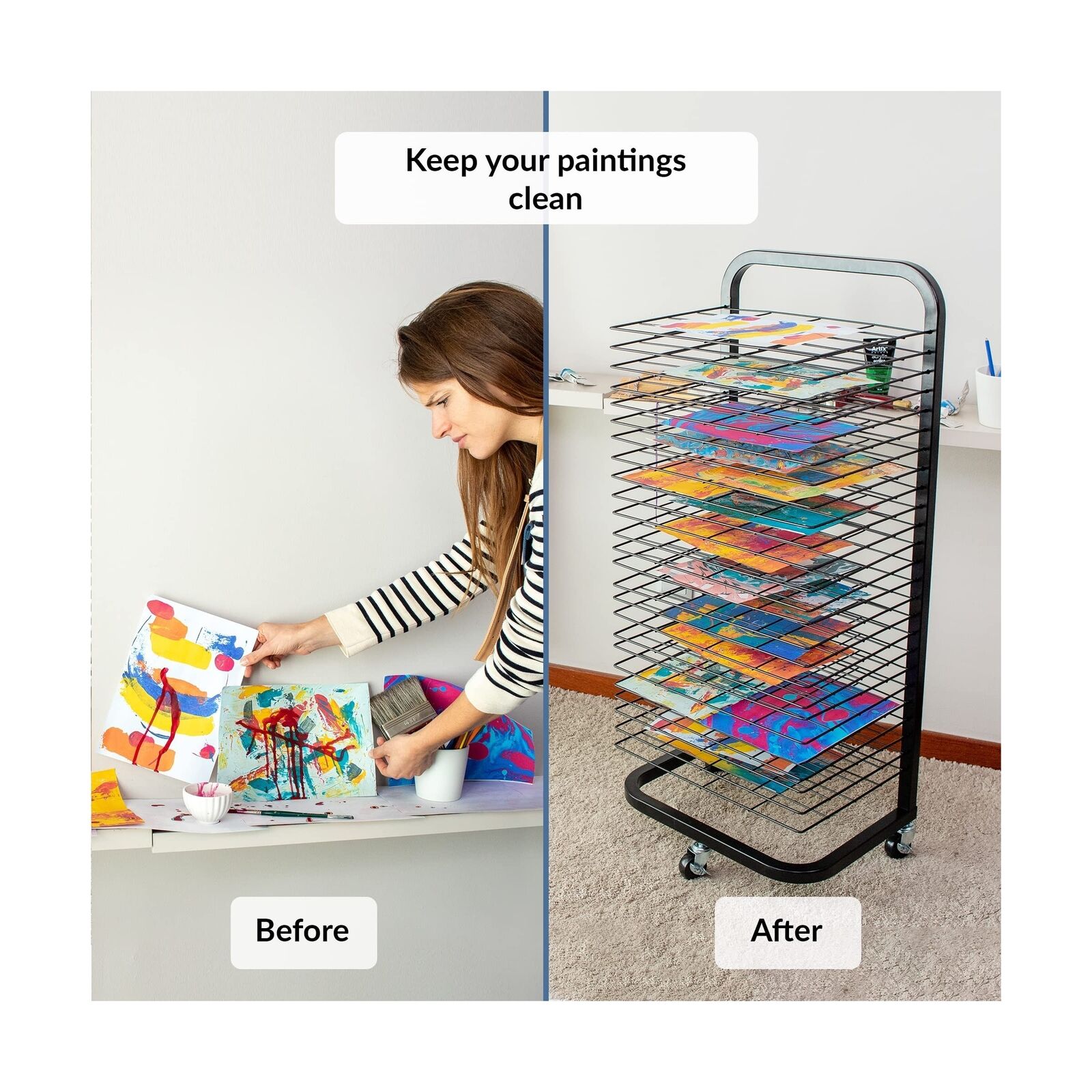 Great Choice Products Art Drying Rack For Classroom | Functional & Mobile Paint Drying Rack | 25 Re...