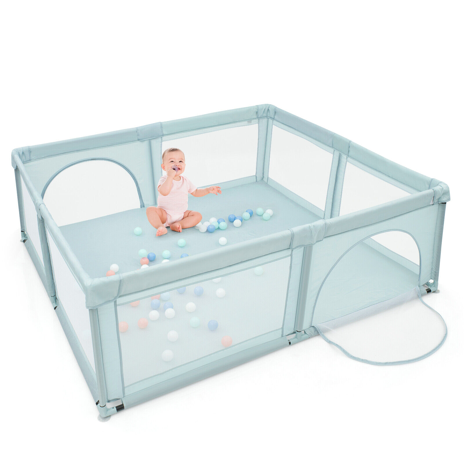 Great Choice Products Baby Playpen Infant Large Safety Playing Center Yard W/50 Balls Blue