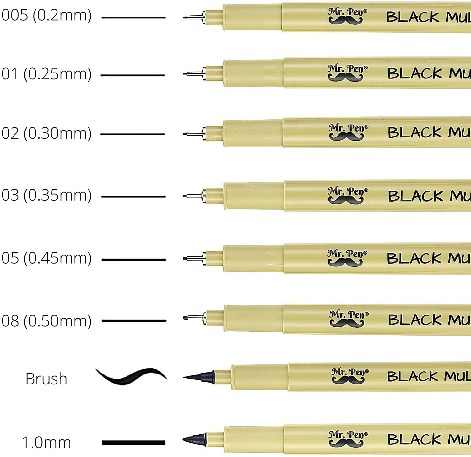 Great Choice Products Mr. Pen- Drawing Pens, Black Multiliner, 8 Pack, Anime Pens, Sketch Pens, Micro