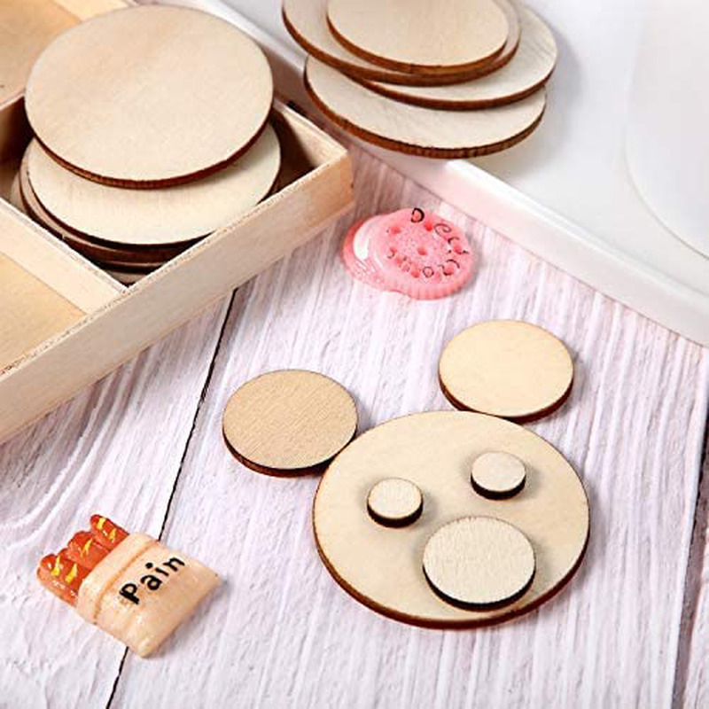 Great Choice Products 450 Pieces Unfinished Wood Slices Round Wooden Disc Circles Wood Cutouts Ornamen
