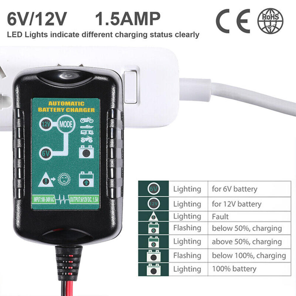 Great Choice Products 2X 6V 12V Automatic Battery Charger Motorcycle Trickle Float For Car Maintainer