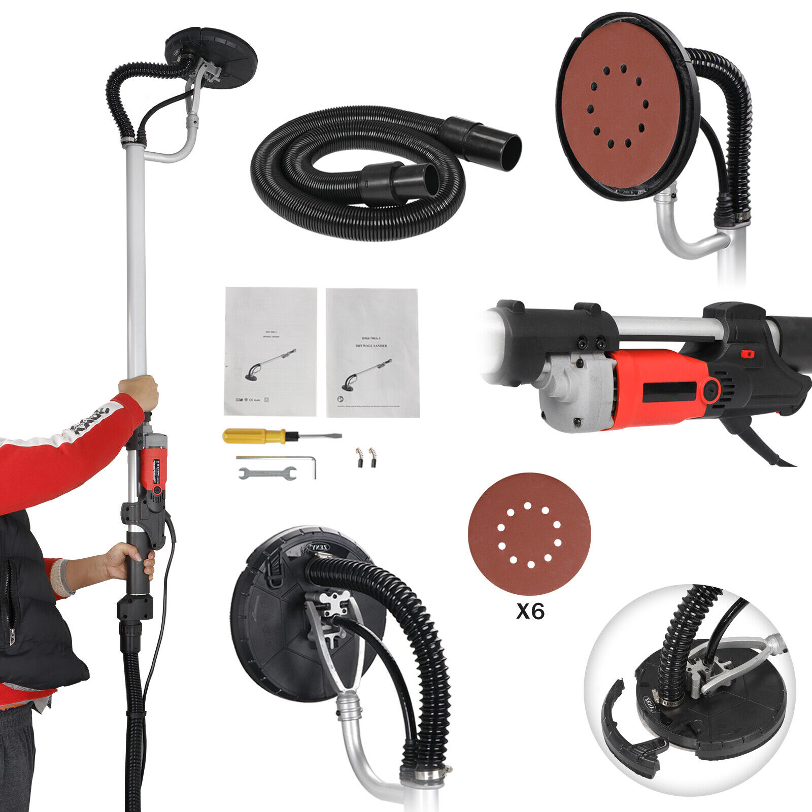 Great Choice Products Drywall Sander 800W Commercial Electric Adjustable Variable Speed Sanding Pad